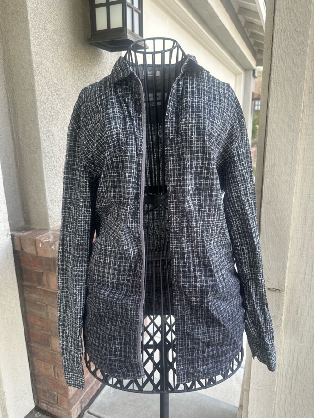 Calvin Klein Black & White Grid Button up Front Shirt
